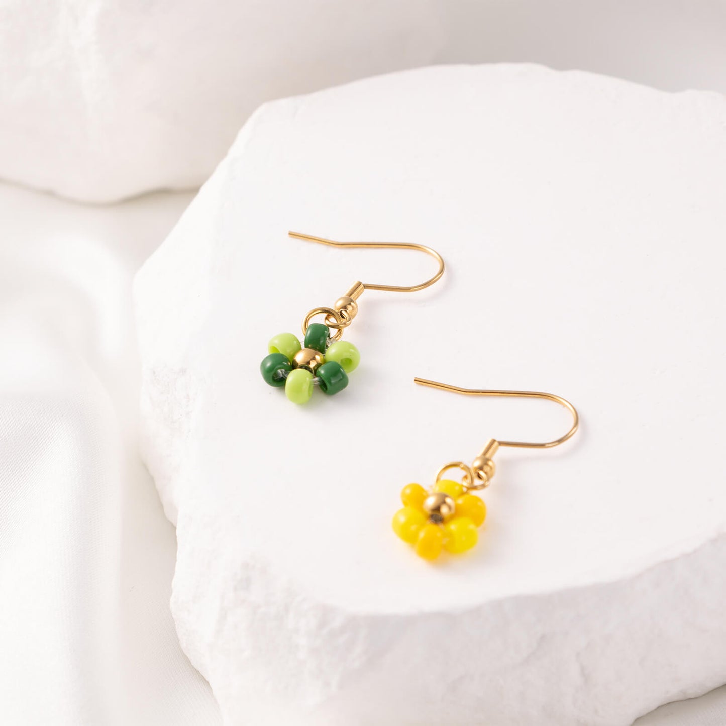 Beaded Flower Drop Earrings