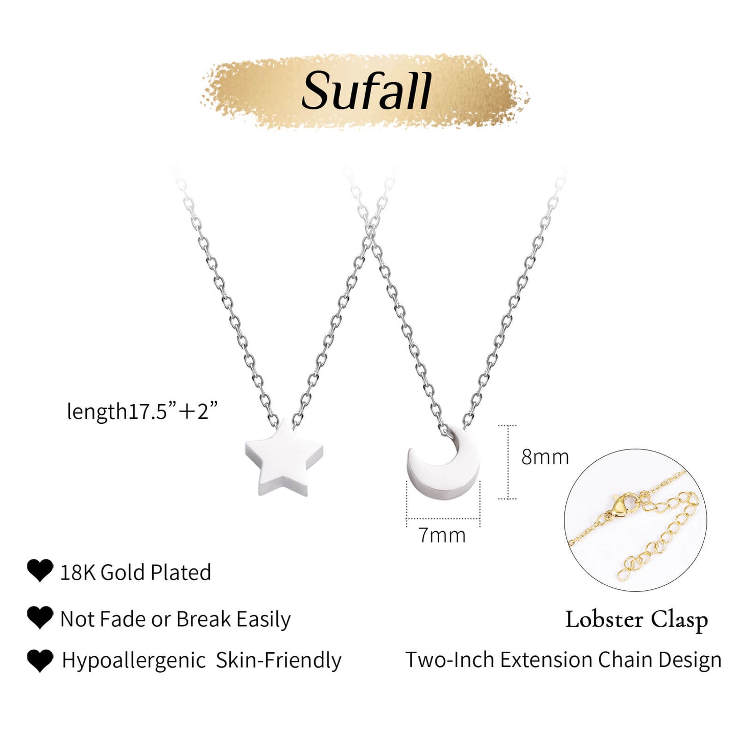 Moon and Star Matching Necklaces