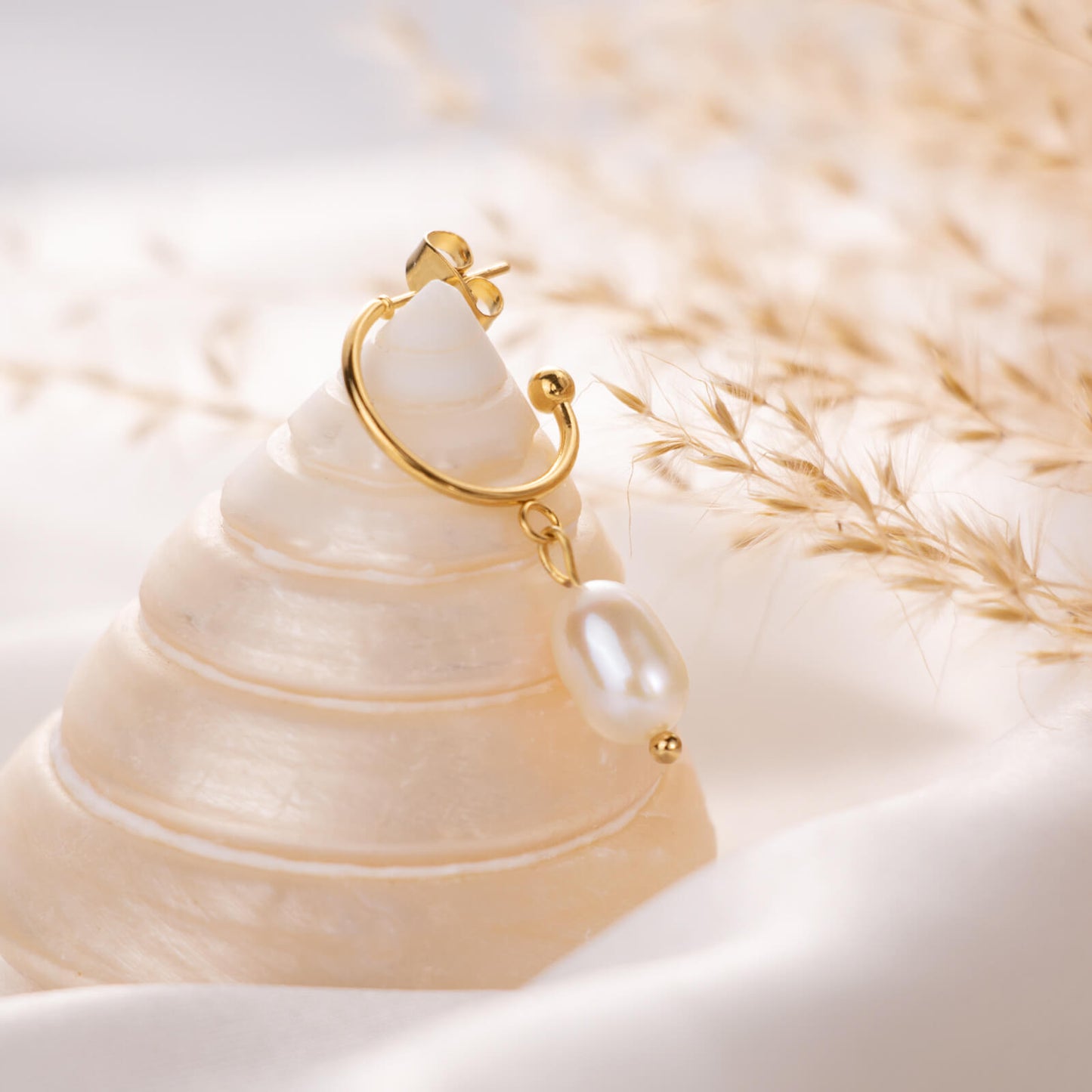 Simple Pearl Hoop Earrings