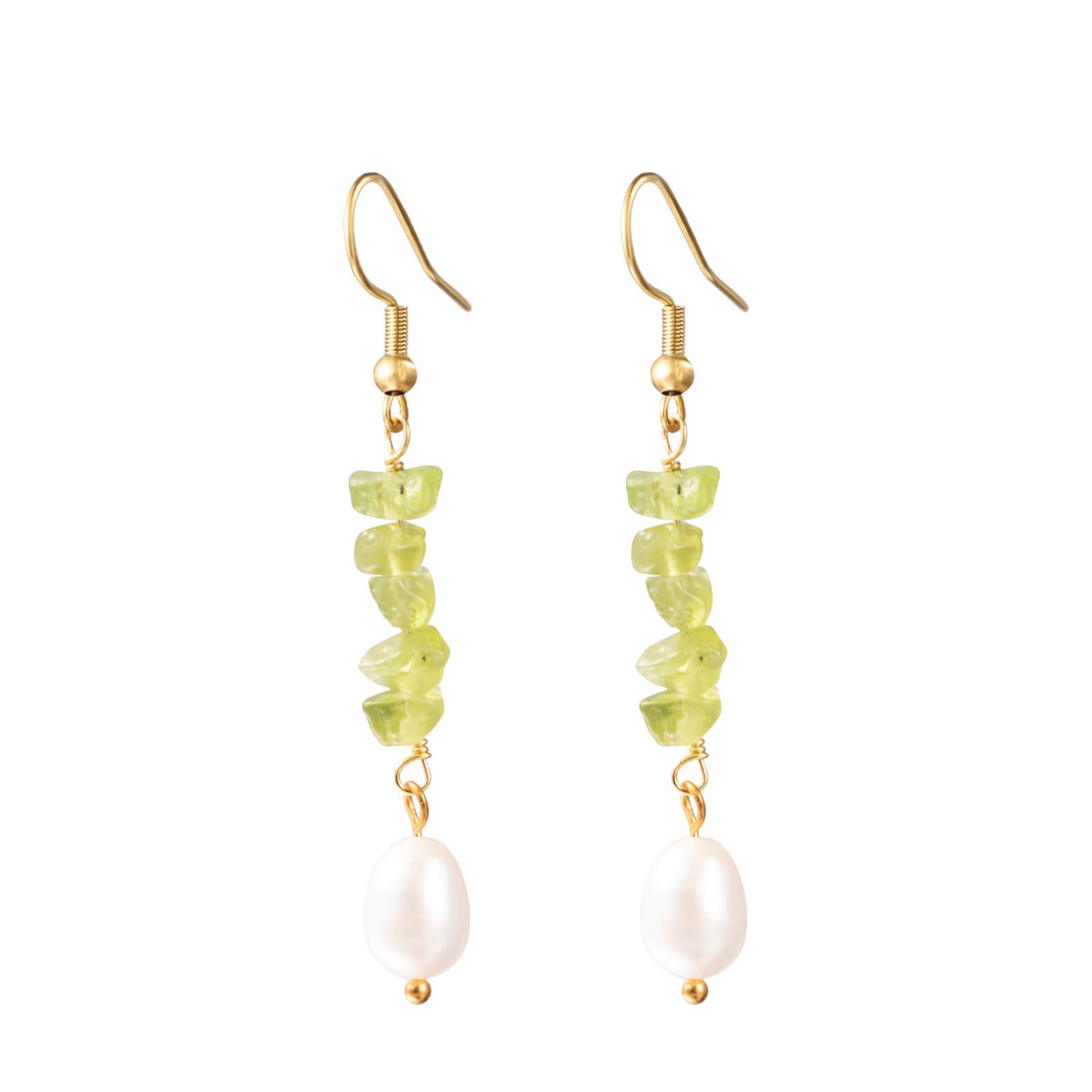 Peridot Crystal Pearl Earrings