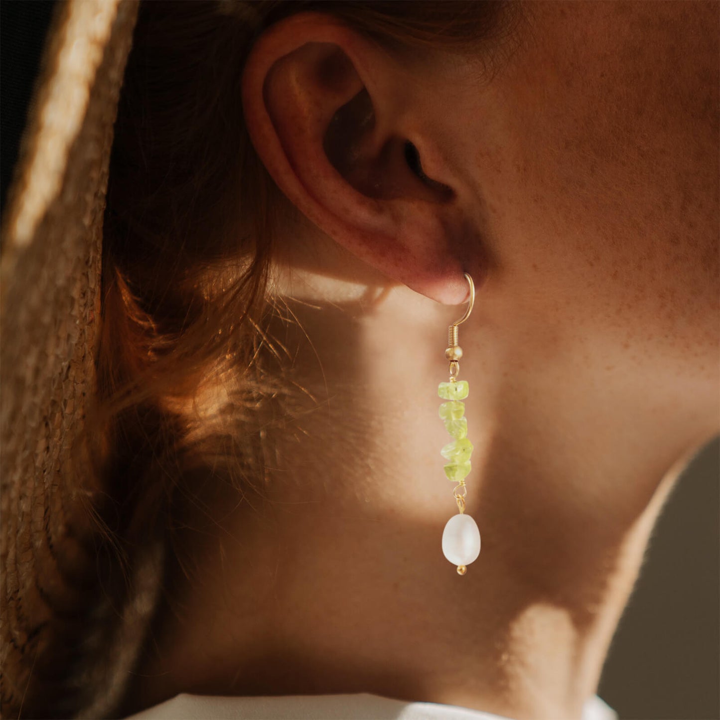 Peridot Crystal Pearl Earrings