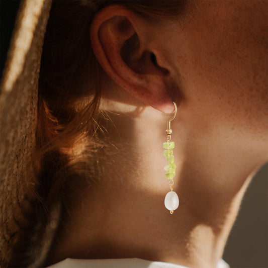 Peridot Pearl Drop Earrings
