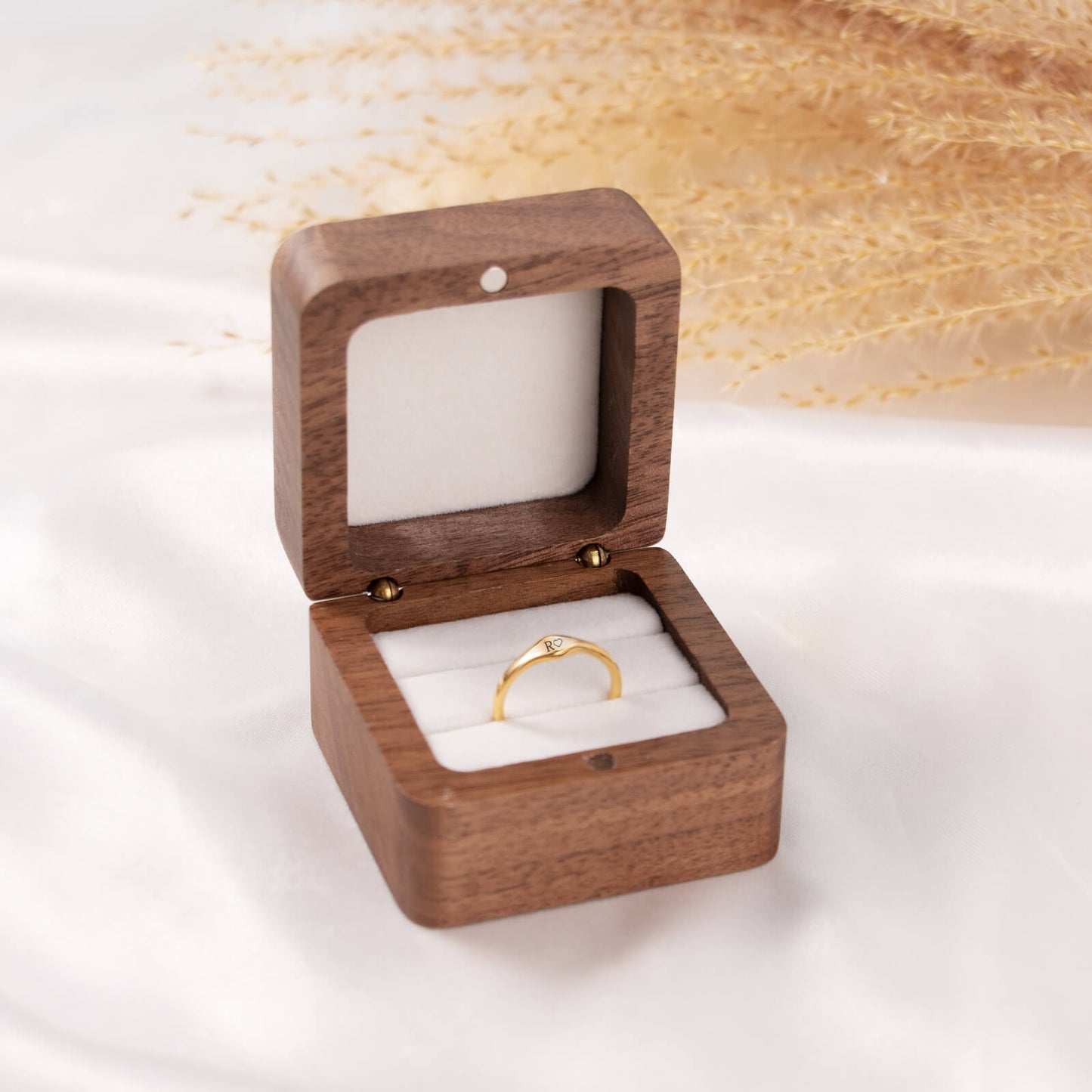 Square Walnut Wood Jewelry Box