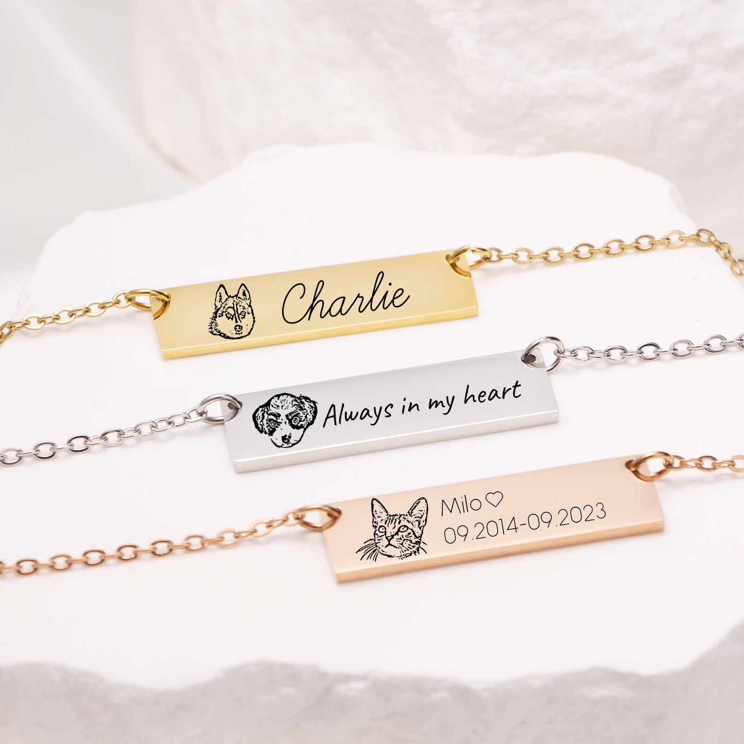 Pet Portrait Name Necklace