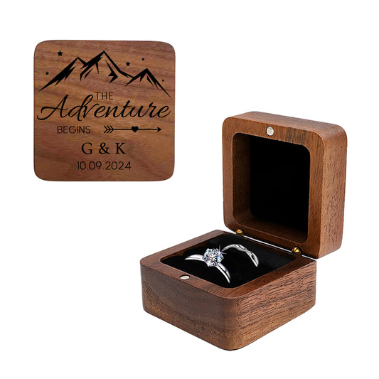 Square Walnut Ring Box