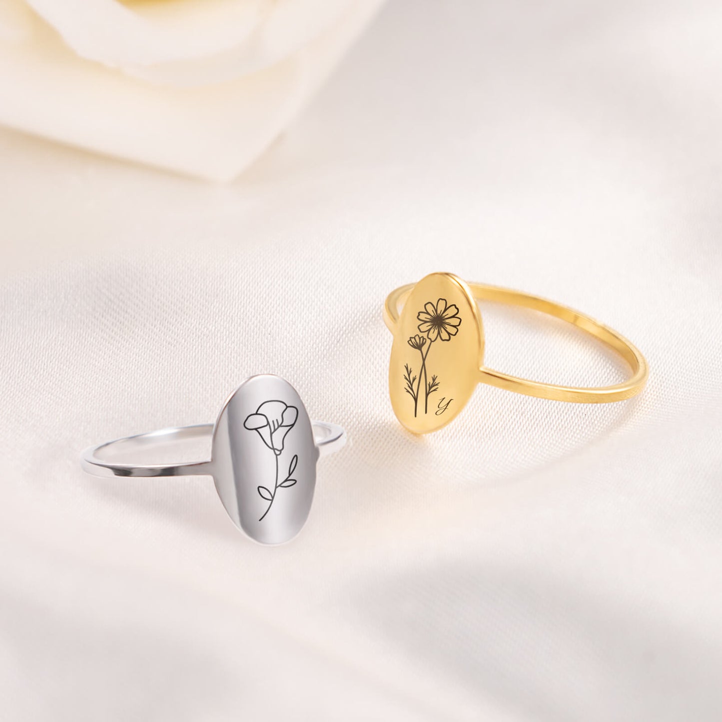 Dainty Birth Month Flower Ring