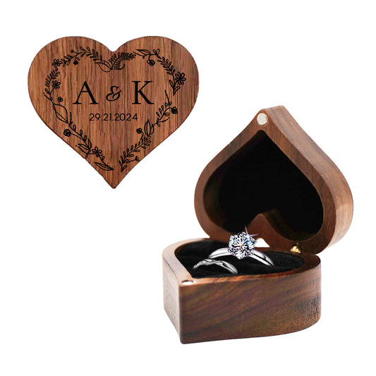 Heart Walnut Ring Box