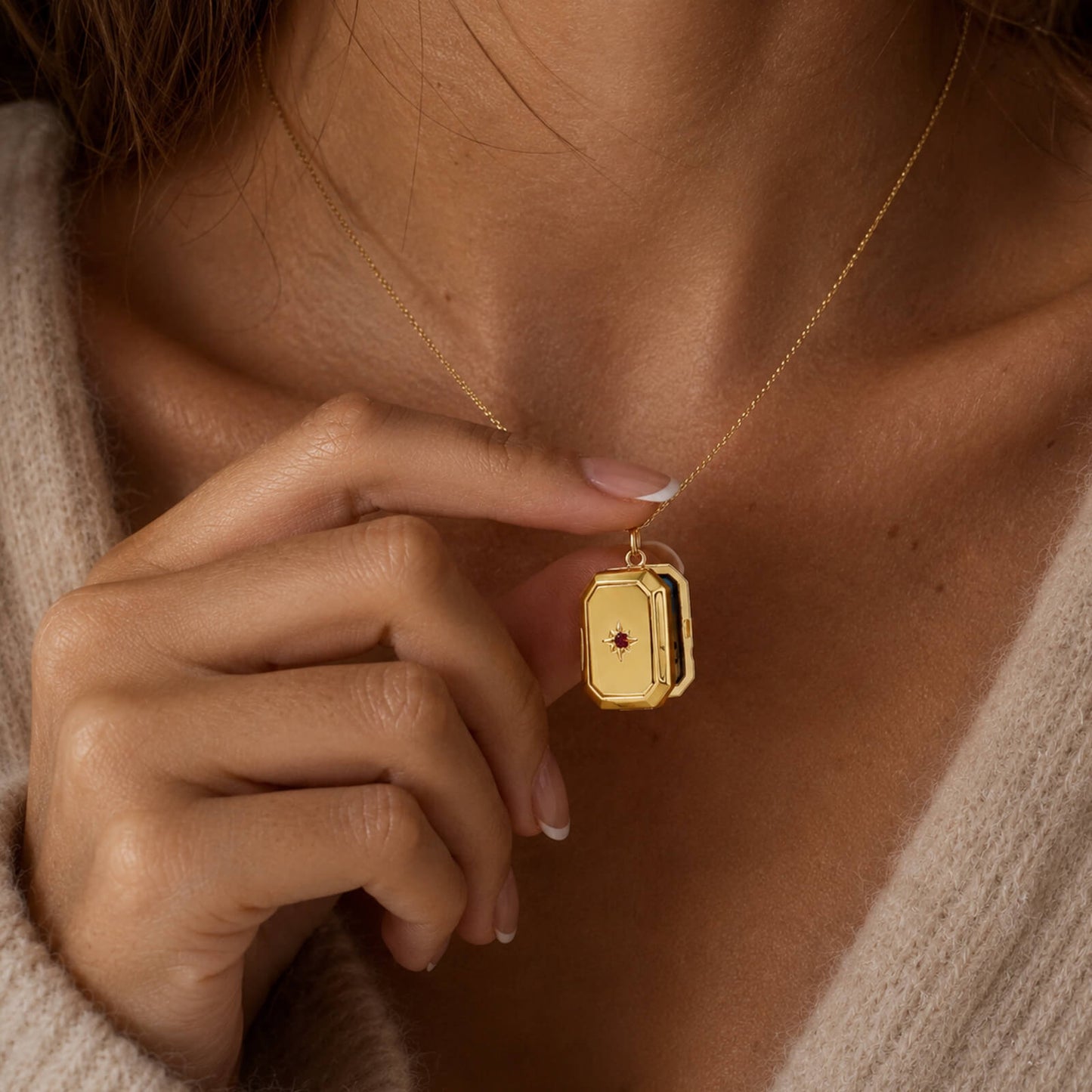 Birthstone Photo Locket Necklace