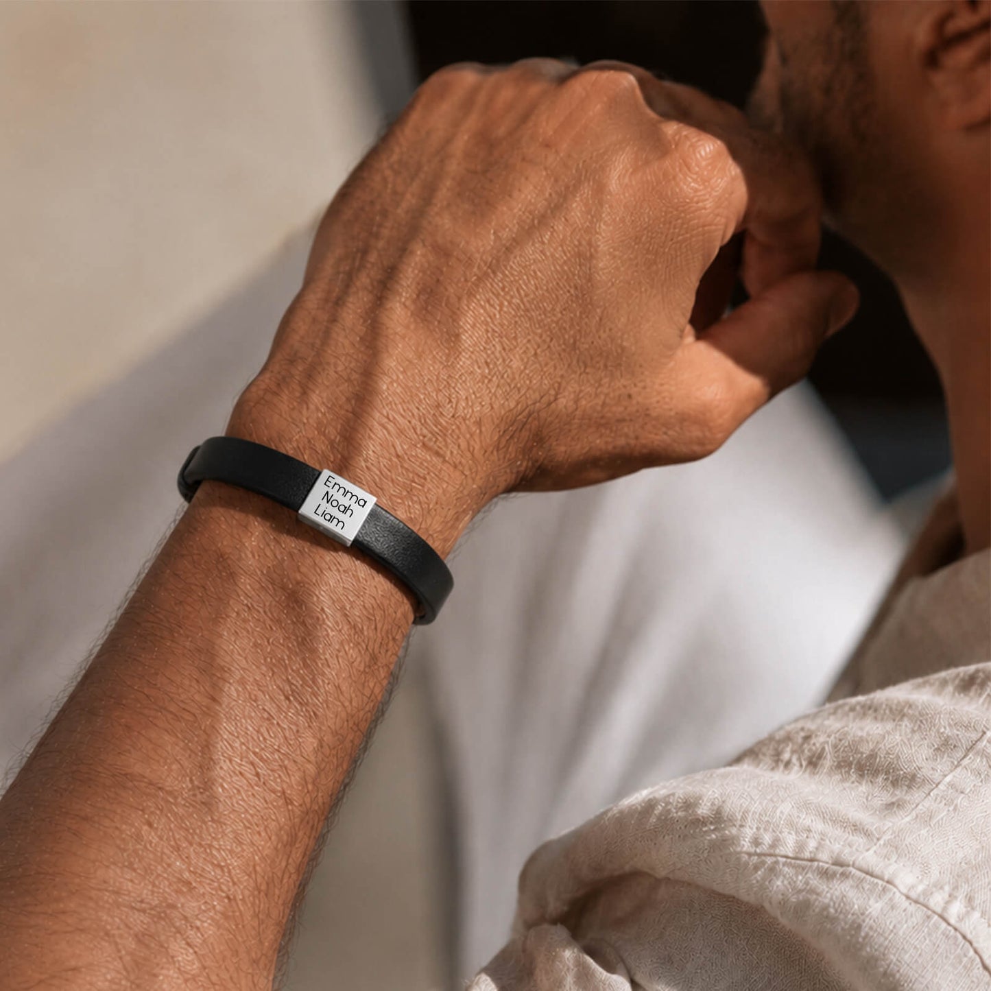 Engraved Leather Bracelet