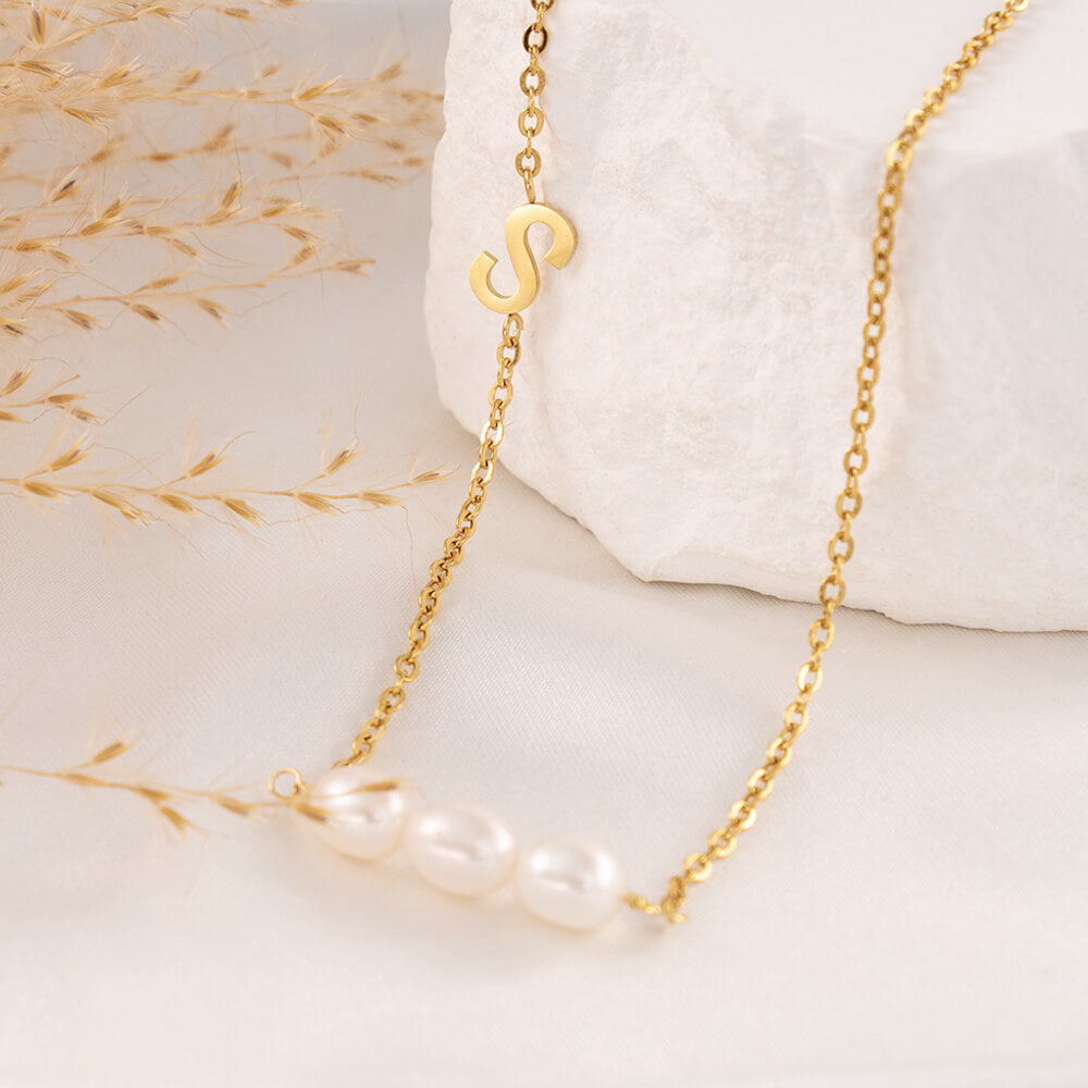 Pearl Initial Necklace