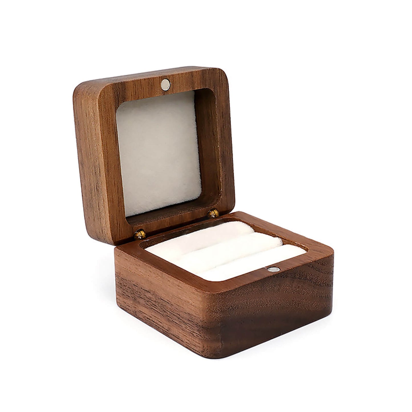 Square Walnut Wood Jewelry Box