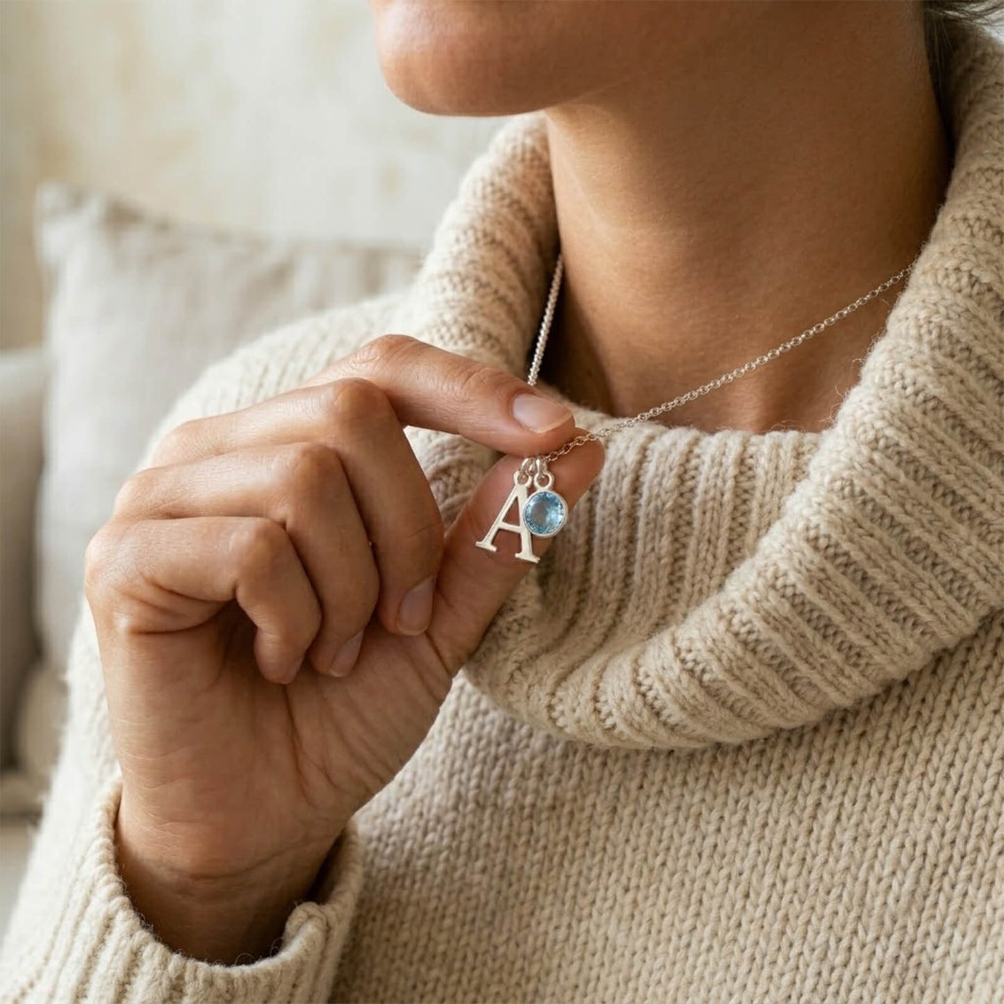 Birthstone Initial Necklace