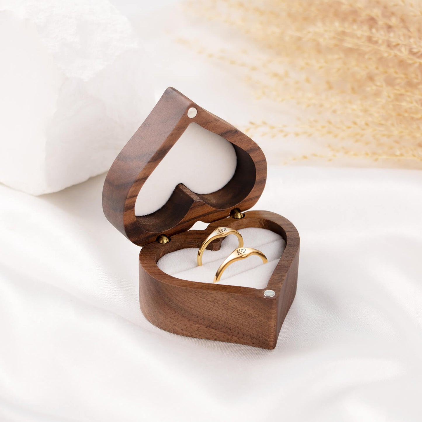 Walnut Wood Heart Jewelry Box