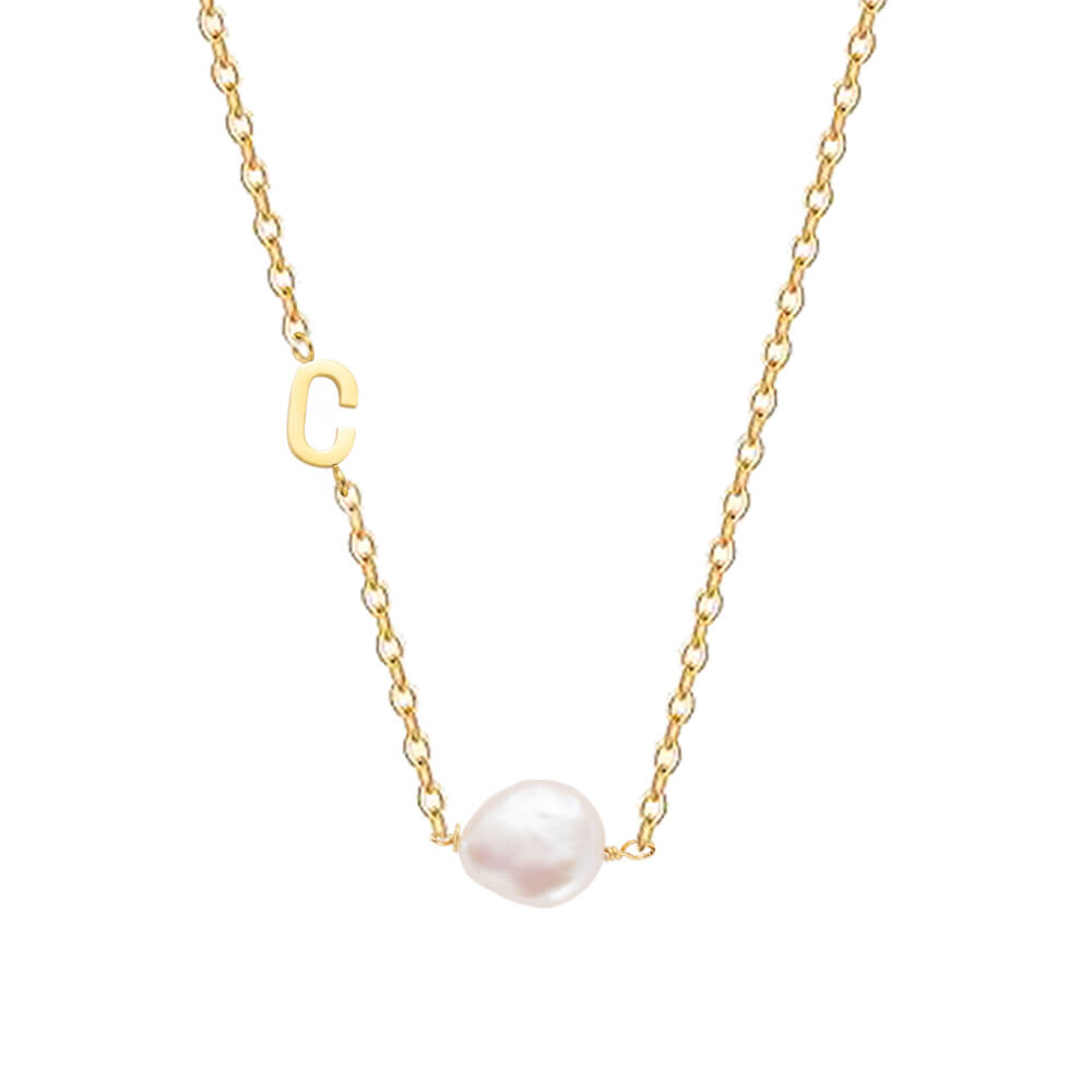 Baroque Pearl Initial Necklace