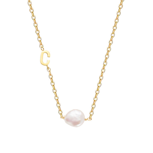 Baroque Pearl Initial Necklace