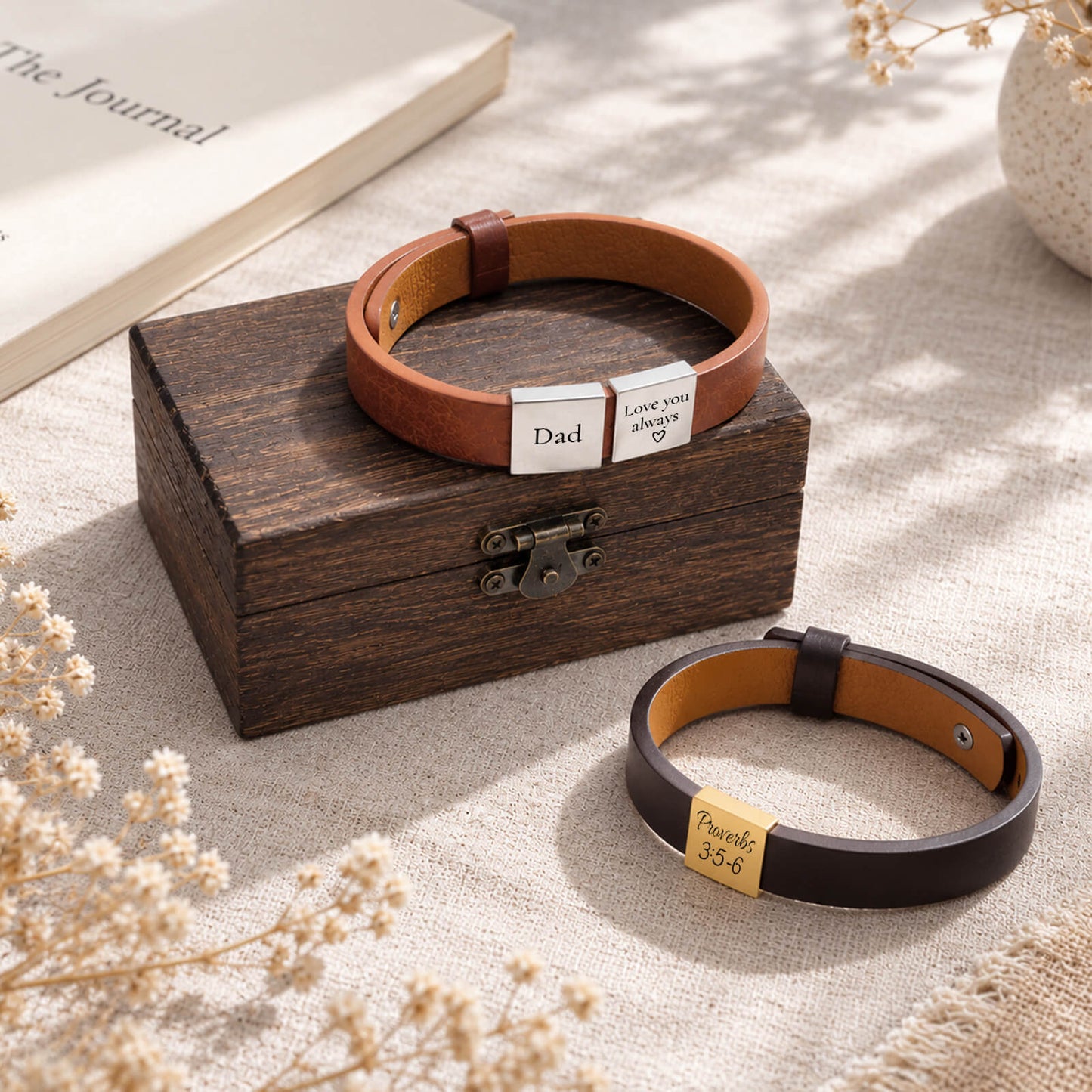 Engraved Leather Bracelet