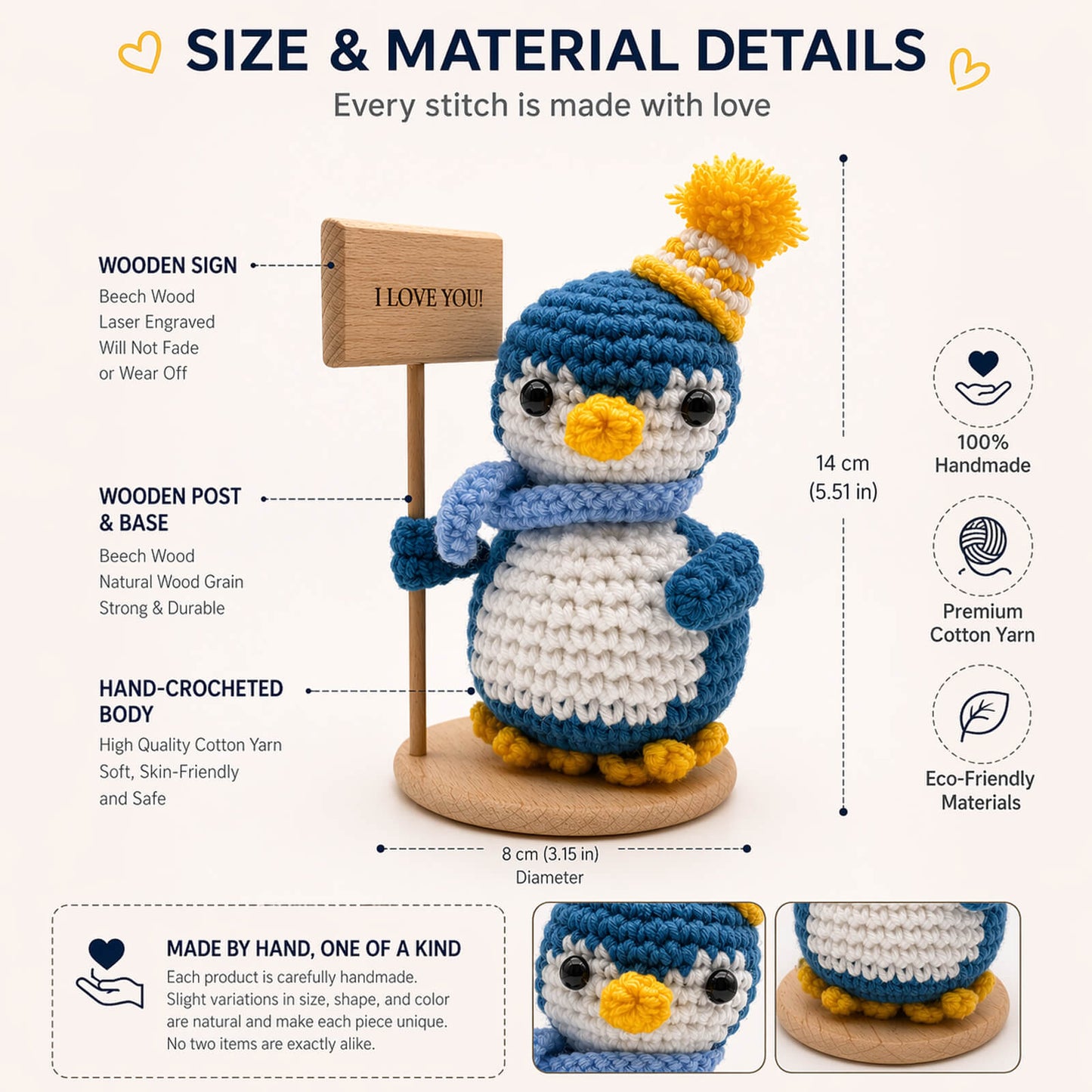Personalized Crochet Penguin Gift
