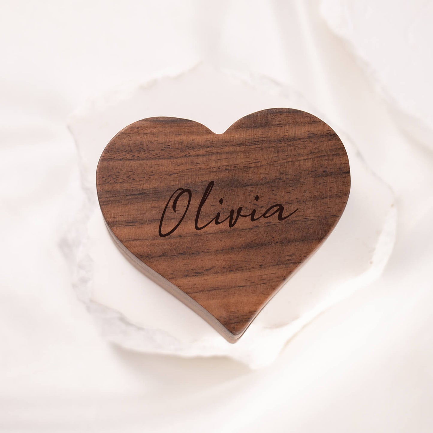 Walnut Wood Heart Jewelry Box