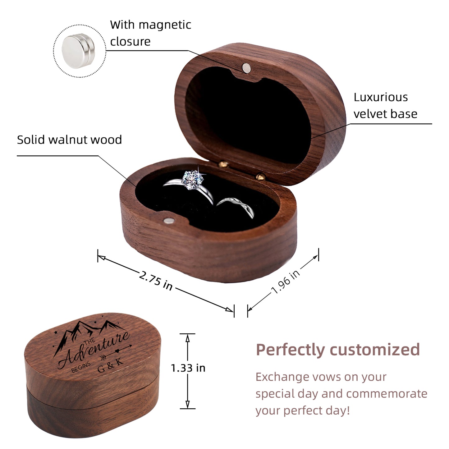 Ellipse Walnut Ring Box