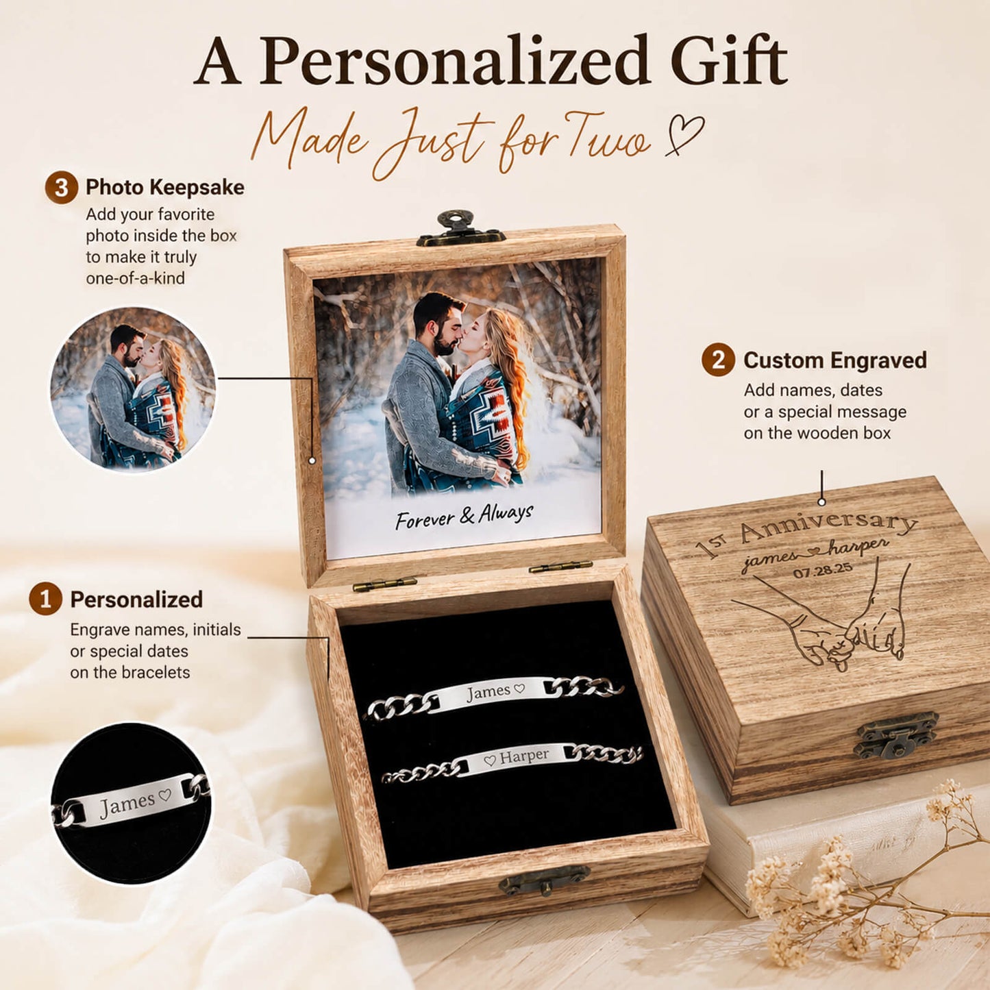 Couple Engraved Bracelets
