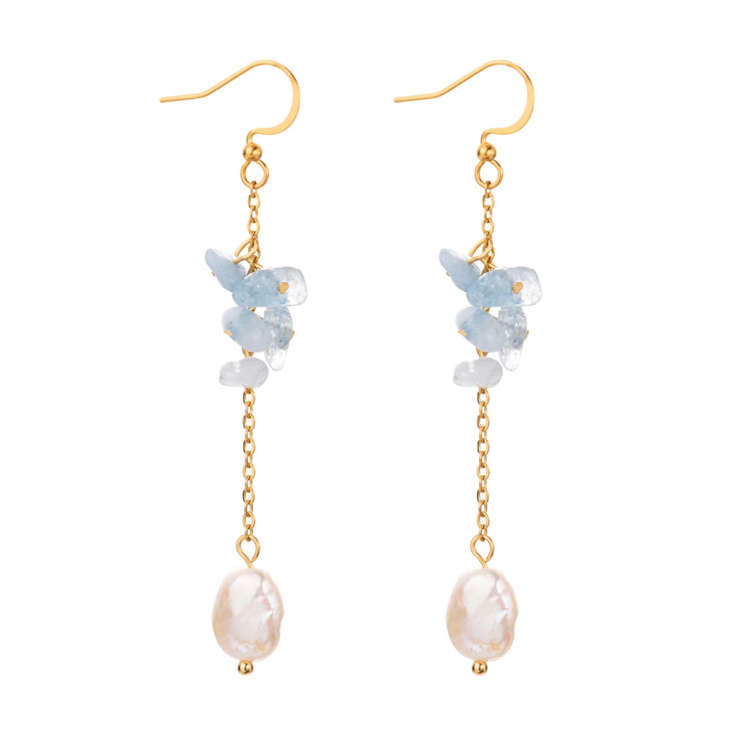 Blue Crystal Baroque Pearl Earrings