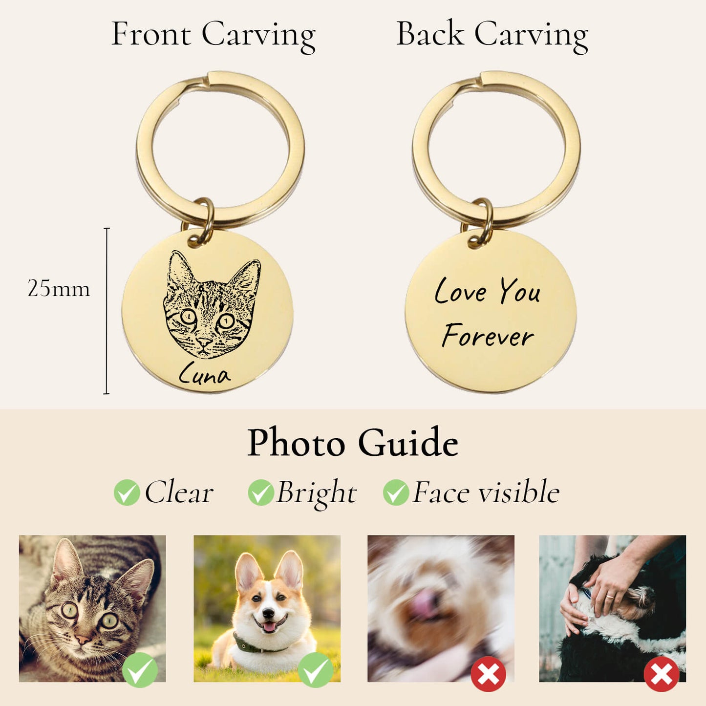 Custom Pet Portrait Keychain