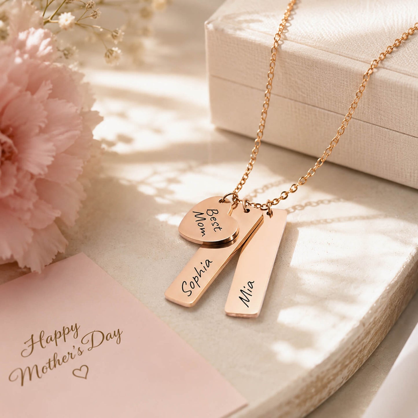 Custom Heart Charm Name Necklace