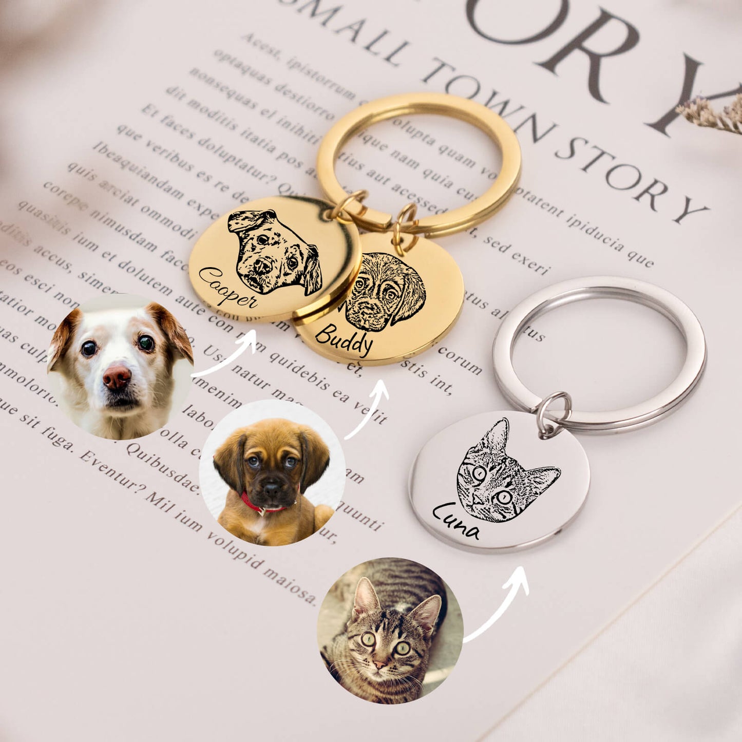 Custom Pet Portrait Keychain