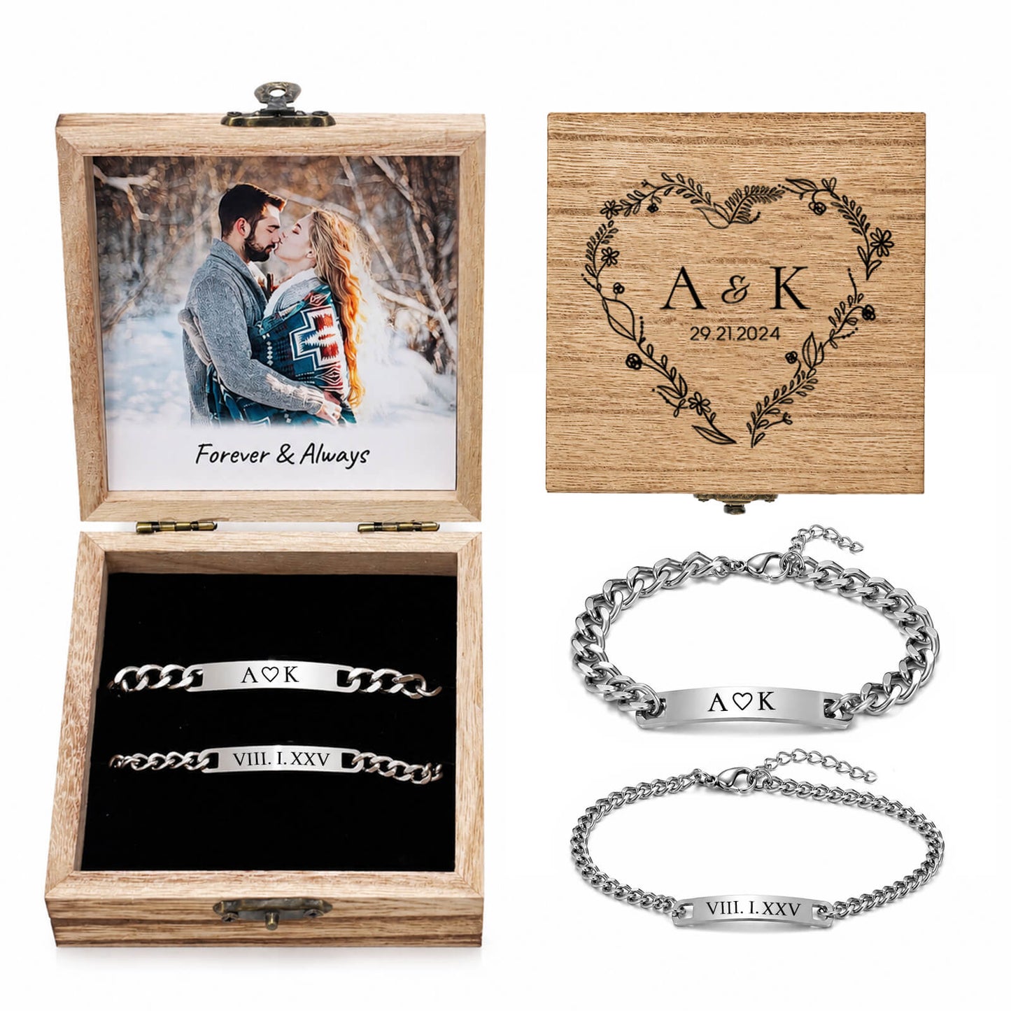Couple Engraved Bracelets