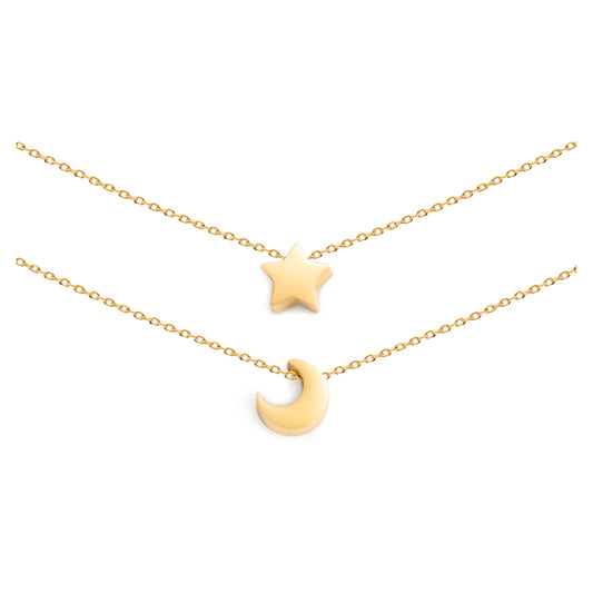 Moon and Star Matching Necklaces
