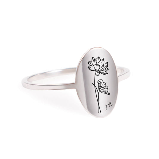 Dainty Birth Month Flower Ring