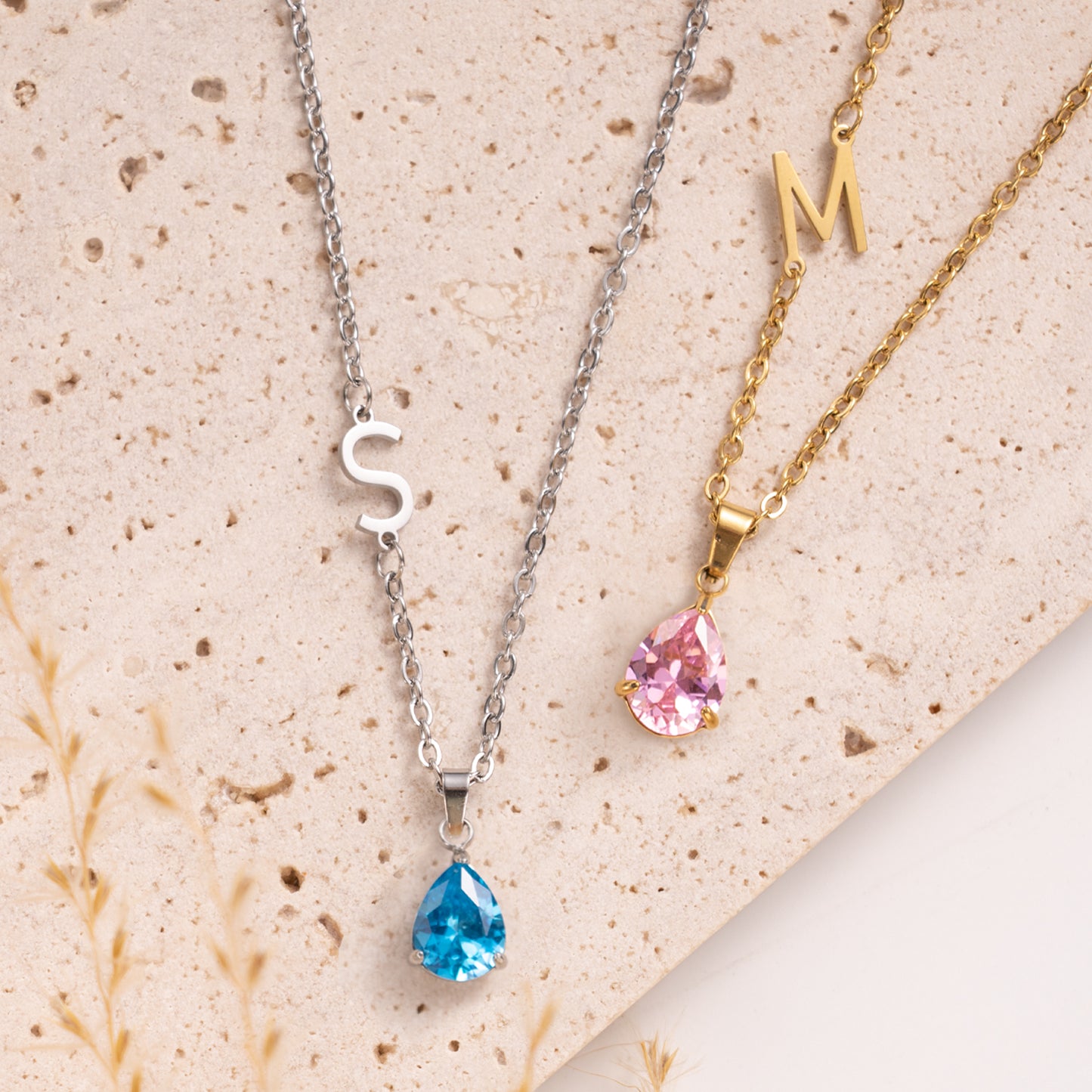 Initial Birthstone Necklace