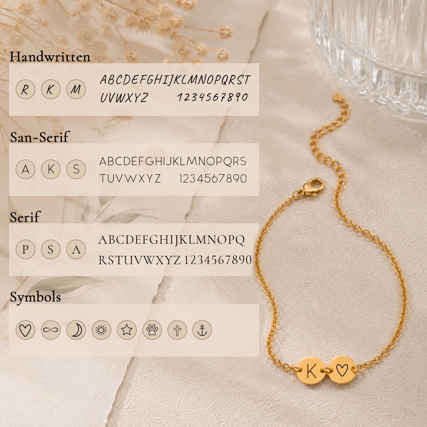 Initial Disc Bracelet