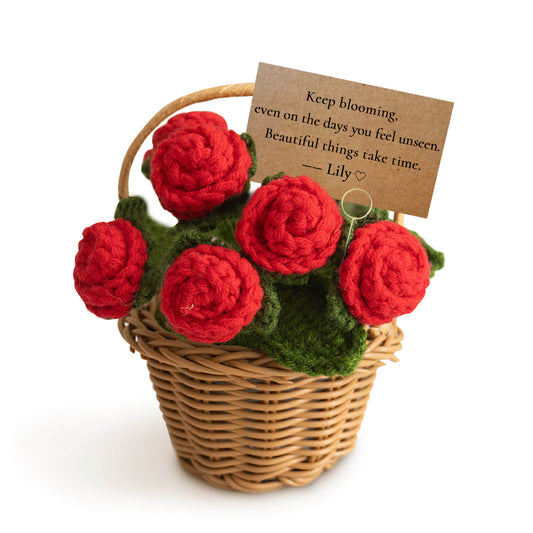 Personalized Crochet Rose Basket