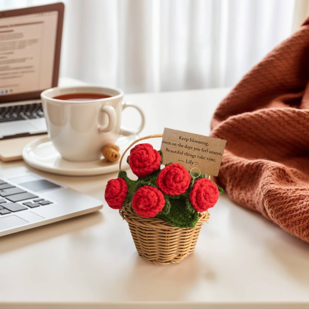Personalized Crochet Rose Basket