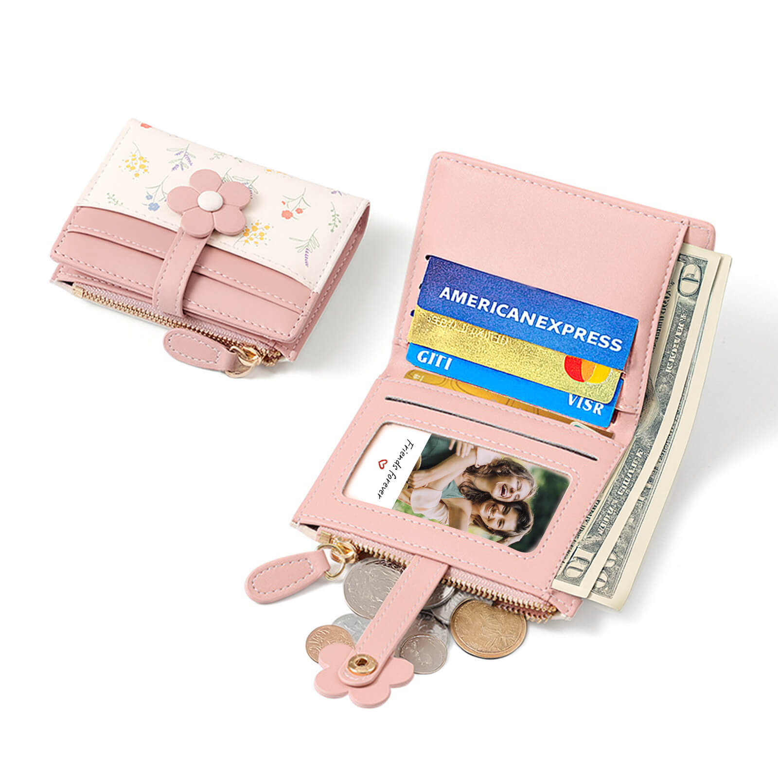 Flower Wallet for Women | Small Card Holder with Coin Pocket