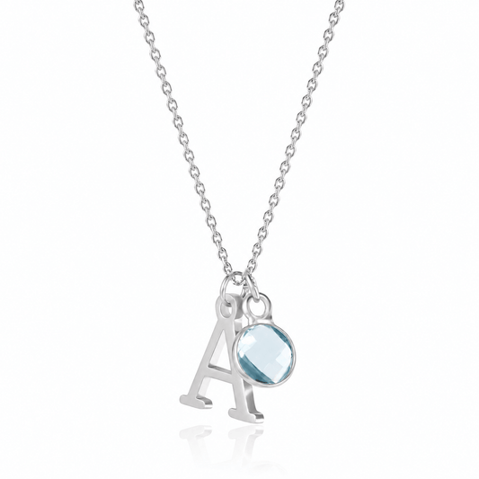 Birthstone Initial Necklace