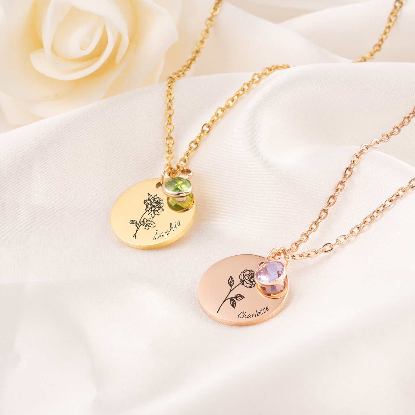 Birth Flower Name Necklace