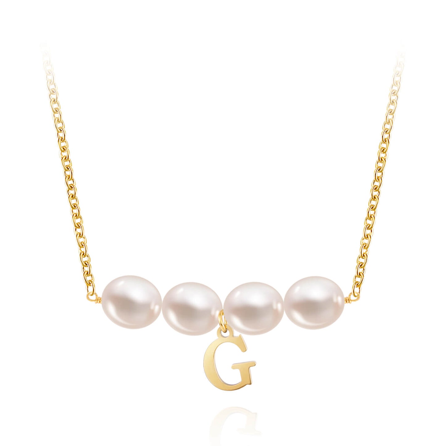 Gold Initial Pearl Necklace