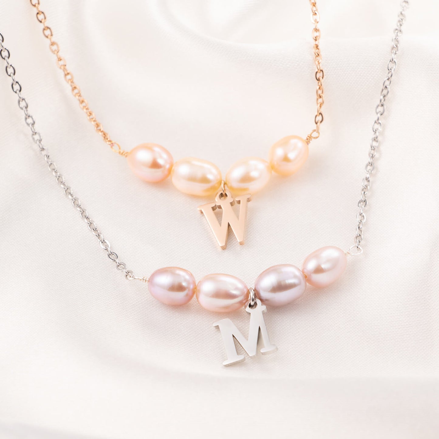 Gold Initial Pearl Necklace